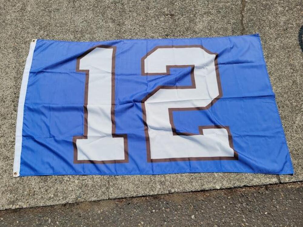 Number 12 Flag 3' x 5' Blue Fan Banner Sports Football Man Cave Wall Decor